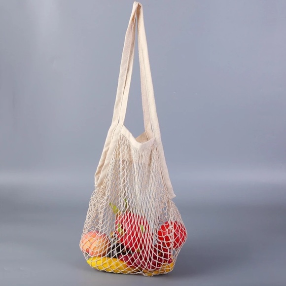 Bag mesh fish net shopping grocery fruit reusable cream Multiuse market bag - Picture 9 of 13
